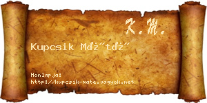 Kupcsik Máté névjegykártya